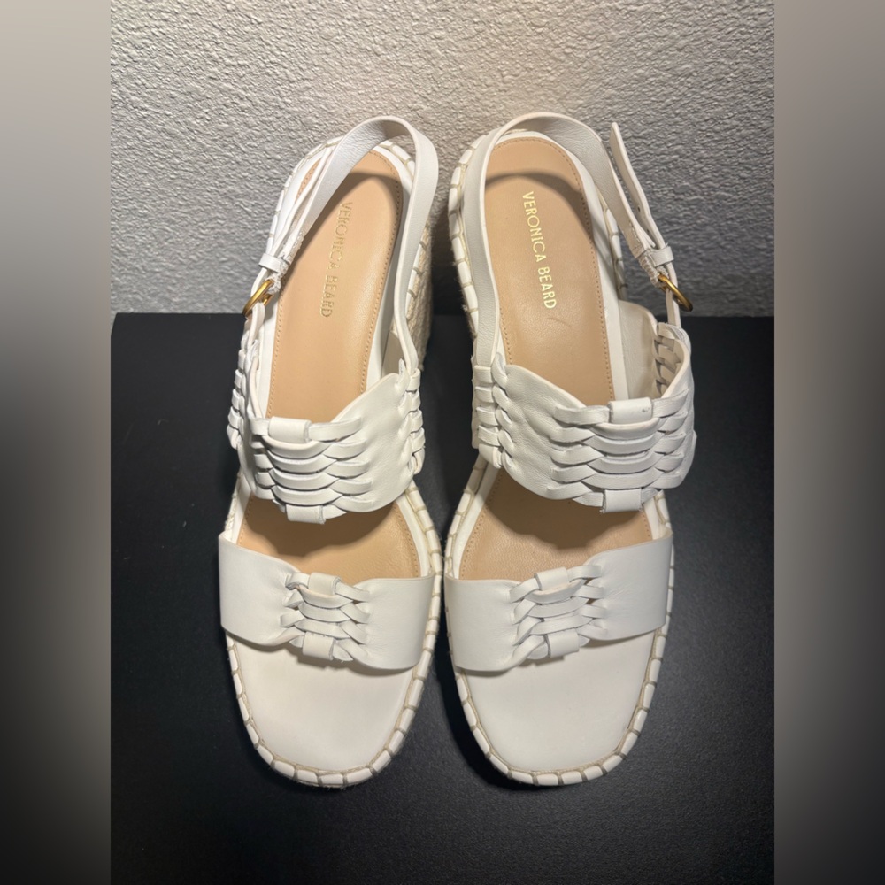 Veronica Beard Ivory Woven Sandals